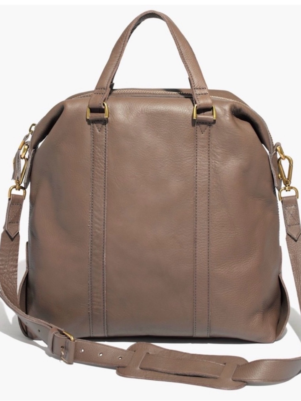 Madewell Taupe Tall Glasgow  Leather Satchel Bag